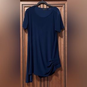Sympli Ruched Tunic Top Teal Blue Size 8/10
